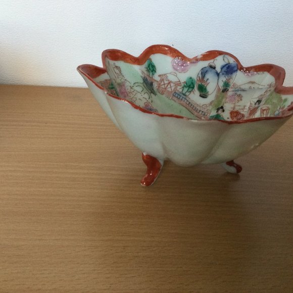 Vintage antique Japanese porcelain eggshell bowls footed flower shaped lot of 9 - Picture 3 of 7